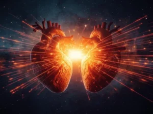 Ilustración de dos corazones separándose que representan el divorcio energético cómo hacerlo.