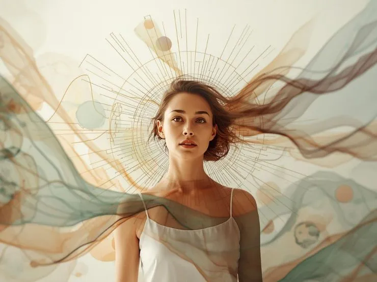 imagen de una mujer con el universo, ilustrando el amorsystemic y su amplitud